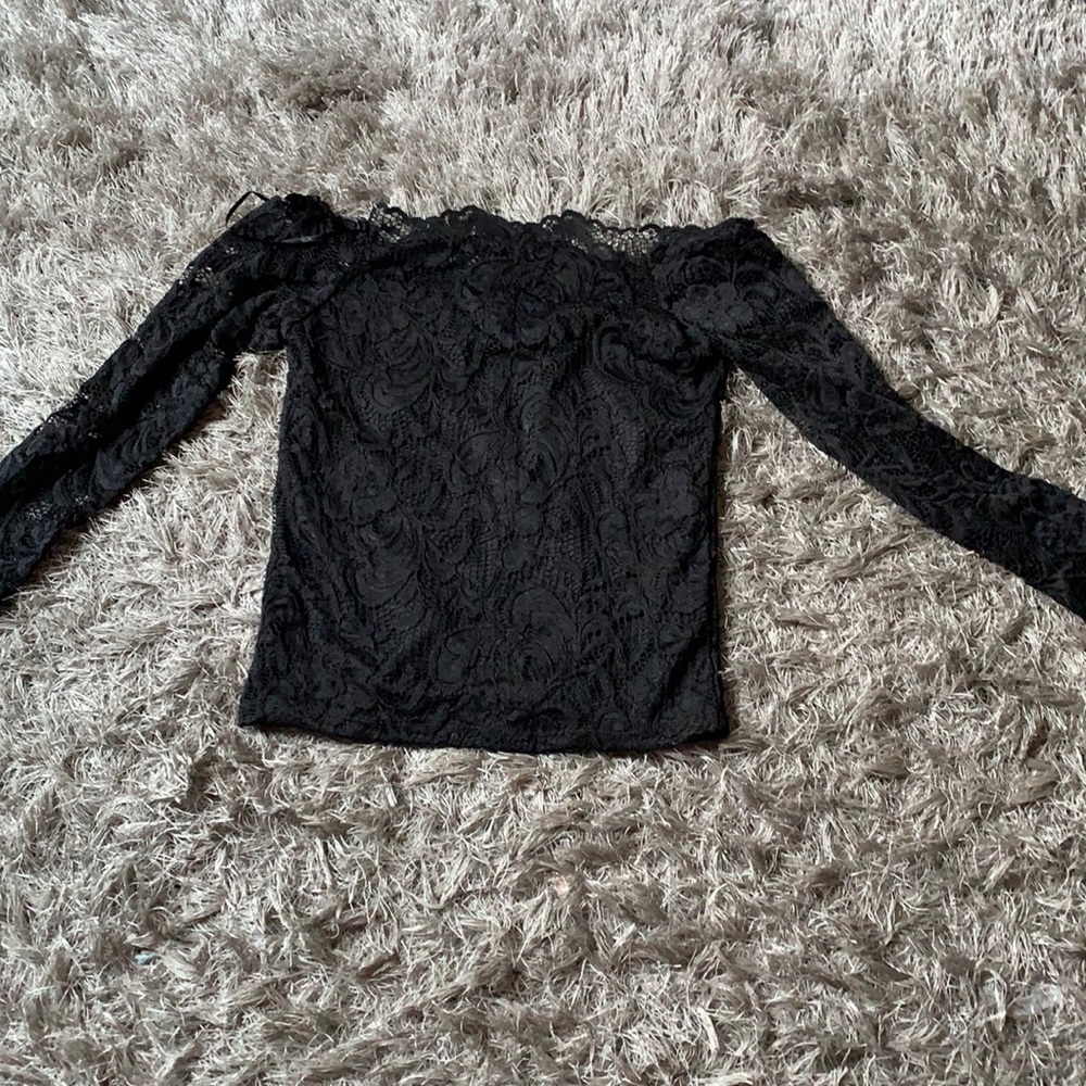 Ambiance- black lace long sleeve shirt